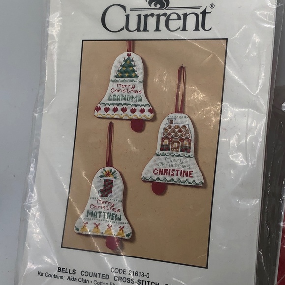 Bucilla “Stitch & Mail” Santa + Current 3 Bells Counted Cross-Stitch Ornaments - Picture 6 of 11